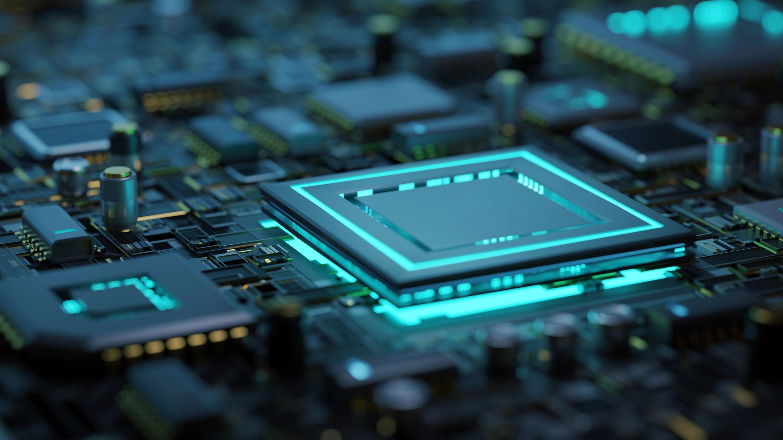 Microchip and motherboard close-up representing secure technology infrastructure